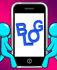 Image showing Blog On Phone Displays Blogging Or Weblog Websites