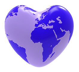 Image showing Globe Heart Indicates Valentine Day And Globalisation