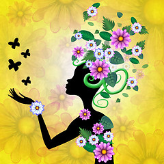 Image showing Butterflies Flowers Indicates Florist Bloom And Petal