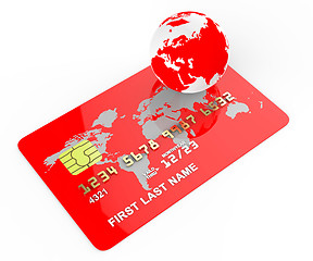 Image showing Credit Card Means Commerce Planet And Banking