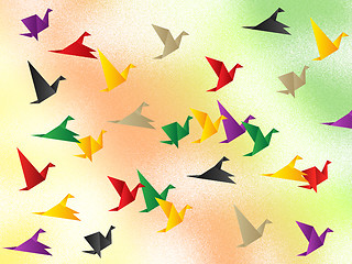 Image showing Freedom Flying Shows Flock Of Birds And Escaped