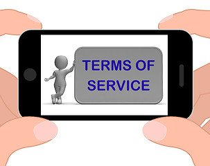 Image showing Terms Of Service Phone Shows Agreement And Contract For Use