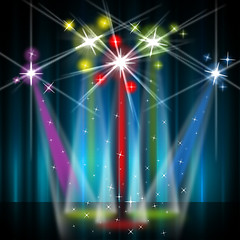 Image showing Stage Red Shows Lightsbeams Of Light And Colorful