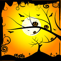 Image showing Sun Tree Means Trick Or Treat And Branch