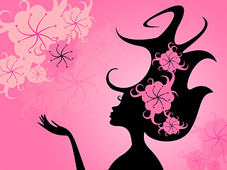 Image showing Hairdo Floral Represents Young Woman And Girl