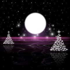 Image showing Xmas Tree Indicates Merry Christmas And Astronomy