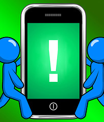 Image showing Exclamation Mark On Phone Displays Attention Warning