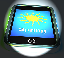 Image showing Spring On Phone Displays Springtime Season