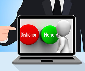 Image showing Dishonor Honor Buttons Displays Integrity And Morals