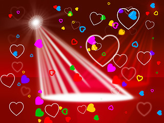 Image showing Heart Spotlight Shows Valentines Day And Affection