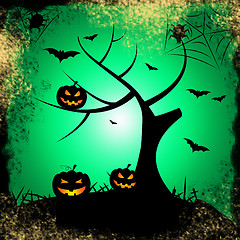 Image showing Tree Halloween Represents Trick Or Treat And Autumn