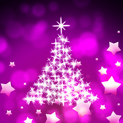 Image showing Xmas Tree Represents Bokeh Lights And Color