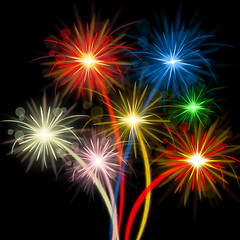 Image showing Color Fireworks Indicates Explosion Background And Celebration