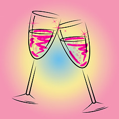 Image showing Champagne Glasses Shows Sparkling Wine And Beverage