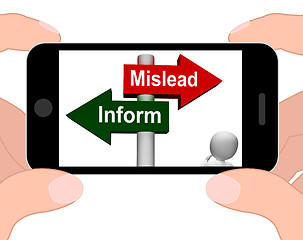 Image showing Mislead Inform Signpost Displays Misleading Or Informative Advic