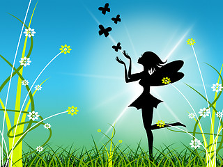 Image showing Floral Fairy Indicates Animal Bouquet And Sunlight