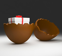 Image showing Easter Egg Shows Gifts Candy And Gift
