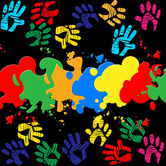 Image showing Colourful Handprints Indicates Color Colors And Backgrounds