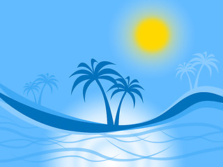 Image showing Palm Tree Represents Tropical Island And Atoll