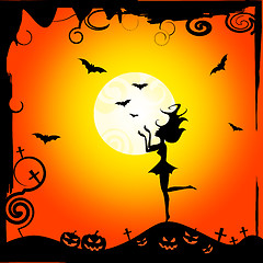 Image showing Bats Girl Represents Trick Or Treat And Autumn