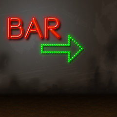 Image showing Neon Bar Indicates Tavern Bright And Glow