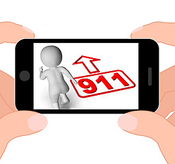 Image showing Running Character And 911 Nine One Displays Emergency Help Rescu