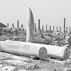 Image showing  stone  in  perge old construction asia turkey the column  and  