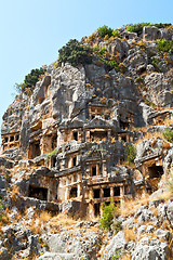 Image showing myra in turkey europe old   tomb stone