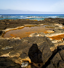 Image showing in spain  lanzarote  rock stone sky cloud beach  