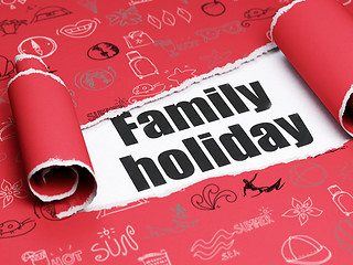 Image showing Tourism concept: black text Family Holiday under the piece of  torn paper