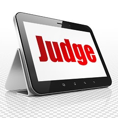 Image showing Law concept: Tablet Computer with Judge on display