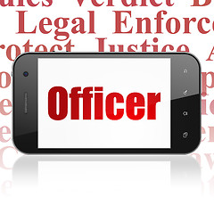 Image showing Law concept: Smartphone with Officer on display