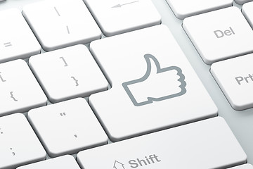 Image showing Social media concept: Thumb Up on computer keyboard background