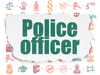 Image showing Law concept: Police Officer on Torn Paper background