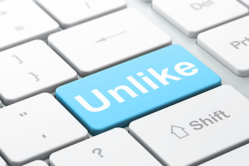 Image showing Social media concept: Unlike on computer keyboard background