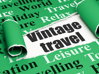Image showing Tourism concept: black text Vintage Travel under the piece of  torn paper