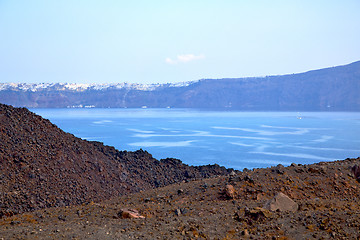 Image showing volcanic land in  greece  mediterranean sea