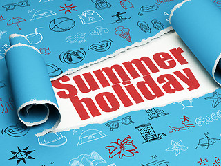 Image showing Vacation concept: red text Summer Holiday under the piece of  torn paper