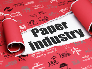 Image showing Manufacuring concept: black text Paper Industry under the piece of  torn paper