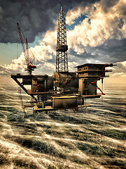 Image showing Oil rig at sea