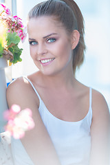 Image showing Beautiful young woman in summer sunshine