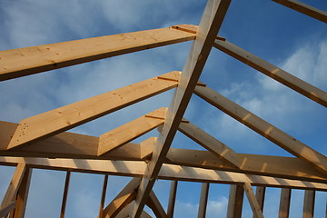 Image showing Framework of the roof construction on a house