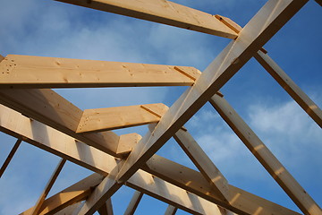 Image showing Framework of the roof construction on a house