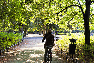 Image showing Riding bicycle in the park