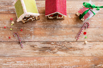 Image showing closeup of beautiful gingerbread houses at home