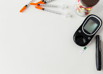 Image showing close up of diabedic tools and medication