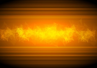 Image showing Glowing orange tech background with low poly