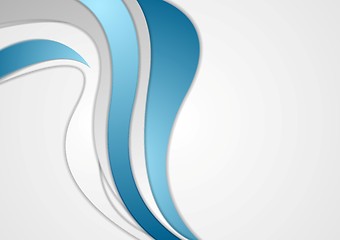 Image showing Blue and grey abstract wavy background