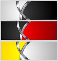 Image showing Abstract vector banners with metal waves