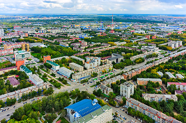 Image showing Residential districts with TV towers in Tyumen